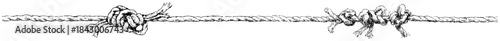 Long twisted rope with knots hand drawn horizontal divider line