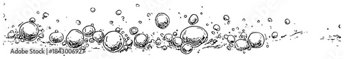 Hand drawn floating water bubbles ink line art