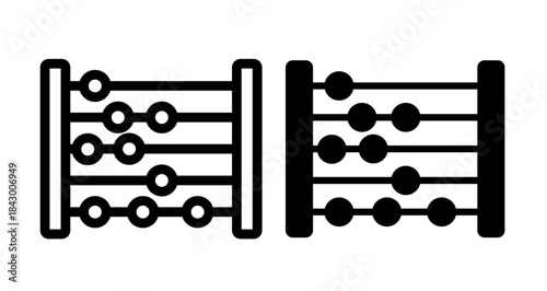 Abacus Icon collection in filled and stroke style.