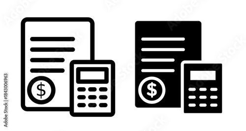 Accounting Icon collection in filled and stroke style.