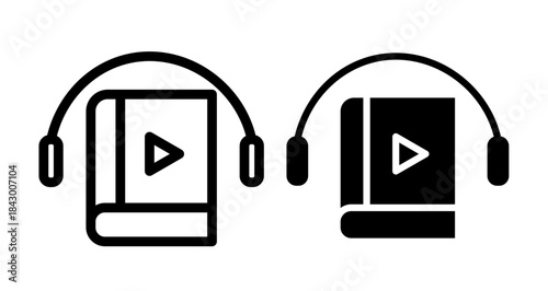 Audiobook Icon collection in filled and stroke style.
