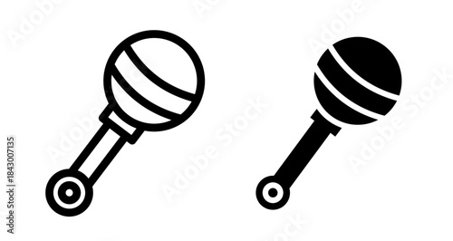 Baby rattle Icon collection in filled and stroke style.