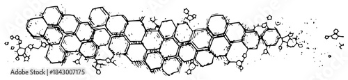Hand drawn honeycomb hexagon pattern ink sketch
