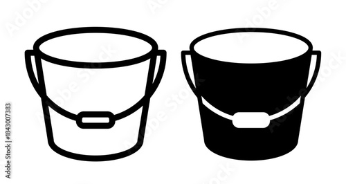 Bucket Icon collection in filled and stroke style.