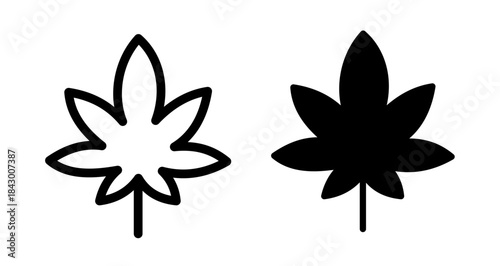 Cannabis leaf Icon collection in filled and stroke style.