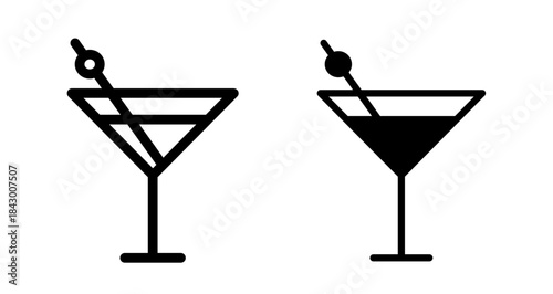 Cocktail Icon collection in filled and stroke style.