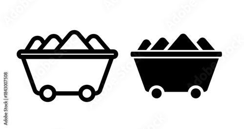 Coal Icon collection in filled and stroke style.