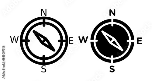 Compass Icon collection in filled and stroke style.