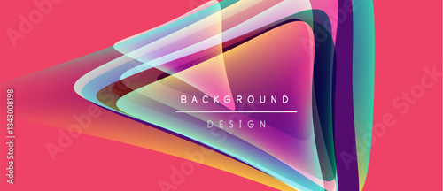 Abstract vibrant design. Overlapping layers create dynamic colorful effect. Pink backdrop enhances visual impact, modern aesthetic.