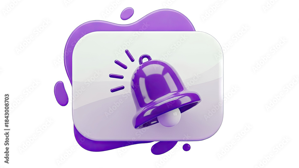 Obraz premium 3D Purple Bell Ringing on Notification Icon