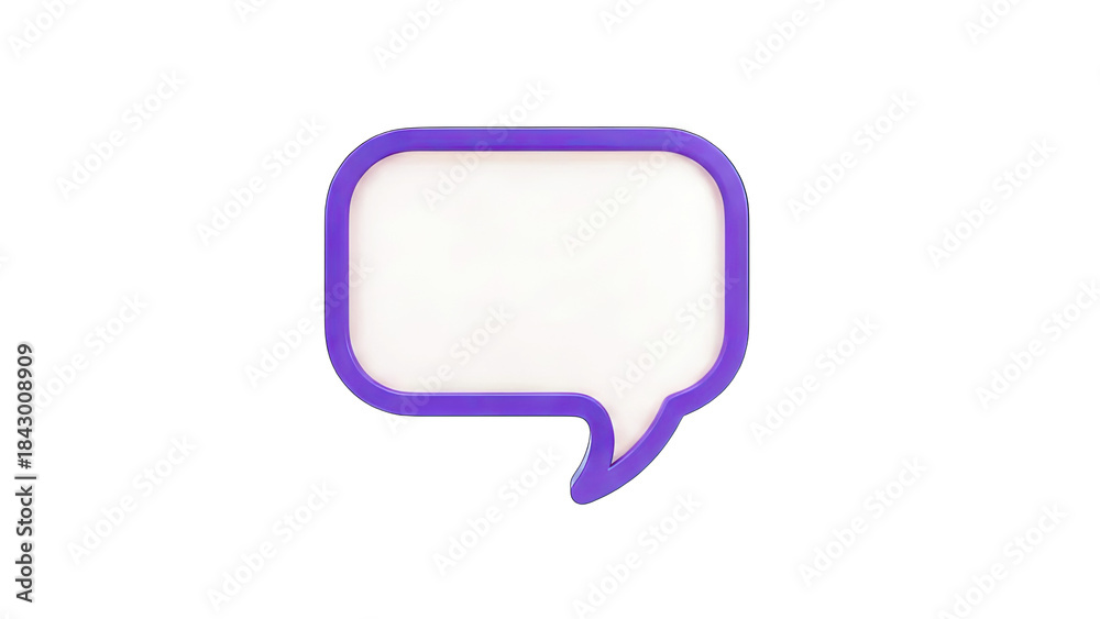 Fototapeta premium 3D Purple Speech Bubble on White Background