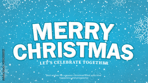 Merry Christmas Winter Snow Banner Background, Holiday Greeting Card Template With Snowflakes, Blue Festive Christmas Celebration Typography, Vector Winter Design For Seasonal Promotions