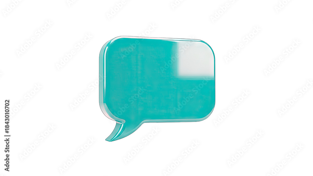 Naklejka premium 3D Turquoise Speech Bubble on White Background