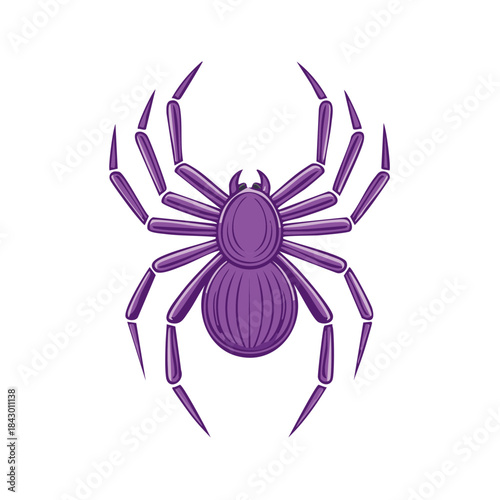 Purple Spider Illustration Halloween Element Creepy Arachnid Icon with Unique Details