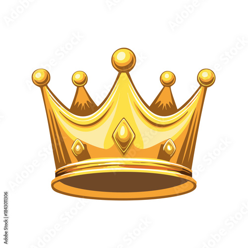 Ornate Golden Crown Illustration Majesty Royalty Symbol Leadership Power Nobility Luxury Shiny Jewel Icon Artifact Treasure