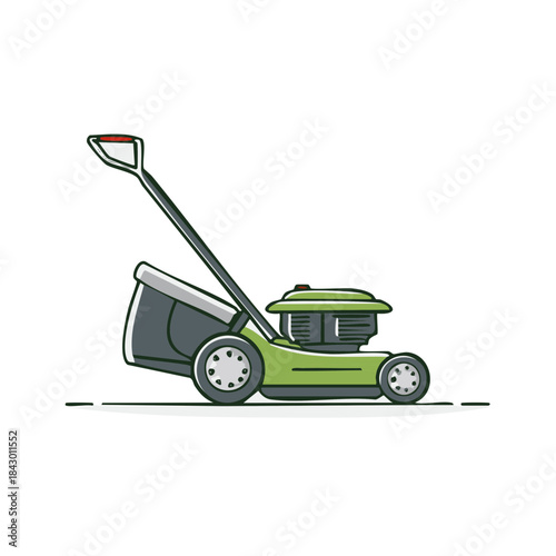 Green Lawn Mower Icon Illustration - Garden Equipment Vector Graphic