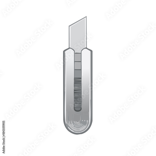 Utility Knife Isolated Sharp Blade Silver Cutter Tool for Home Improvement Crafts Construction Precision Cutting Instrument