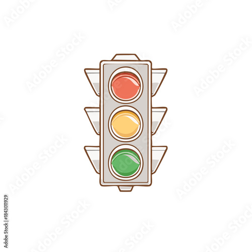 Traffic Light Illustration Bright Lights Red Yellow Green Cartoon Stoplight Safety Signal Color Art Style