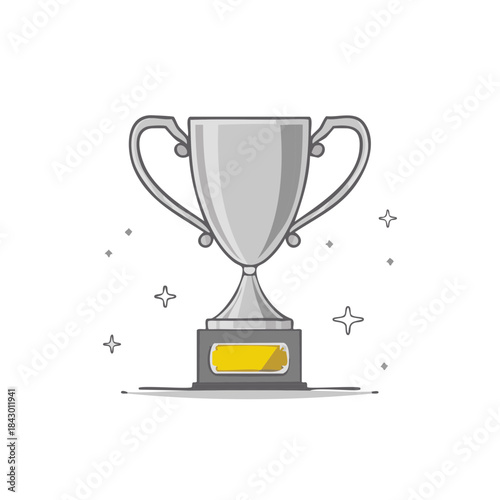 Silver trophy cup with gold nameplate celebrating success and winning competitions