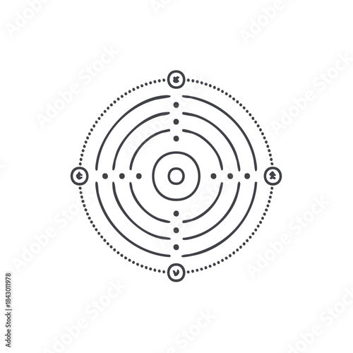 Abstract target icon symbol vector illustration with crosshair and circle, lineart design for aim and focus