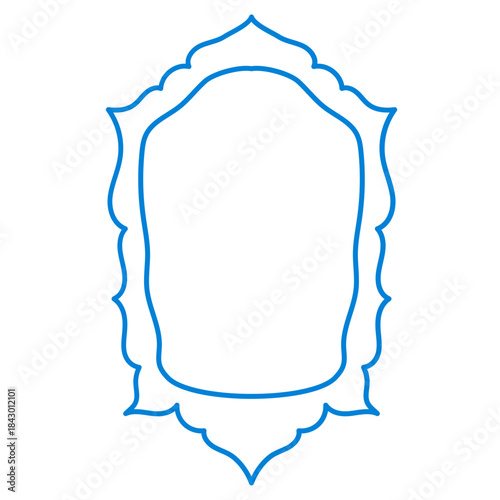 Wavy Funny Doodle Frame. Vintage Curly Hand Drawn Empty Border. Cute Childish Positive Vibrant Frame Retro Canvas. Greeting Card Line Art Border Cartoon Element 	