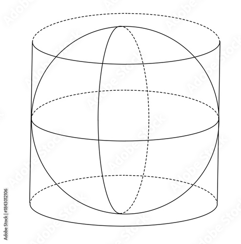 3D Geometry Sphere Inside Cylinder Illustration