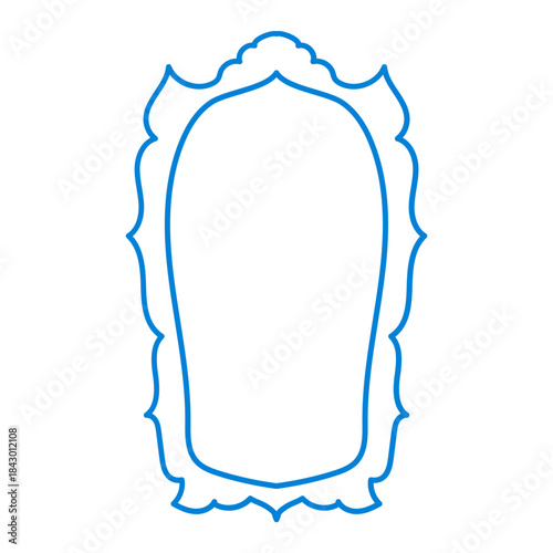 Wavy Funny Doodle Frame. Vintage Curly Hand Drawn Empty Border. Cute Childish Positive Vibrant Frame Retro Canvas. Greeting Card Line Art Border Cartoon Element 	