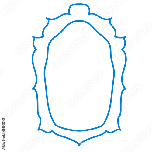 Wavy Funny Doodle Frame. Vintage Curly Hand Drawn Empty Border. Cute Childish Positive Vibrant Frame Retro Canvas. Greeting Card Line Art Border Cartoon Element 	