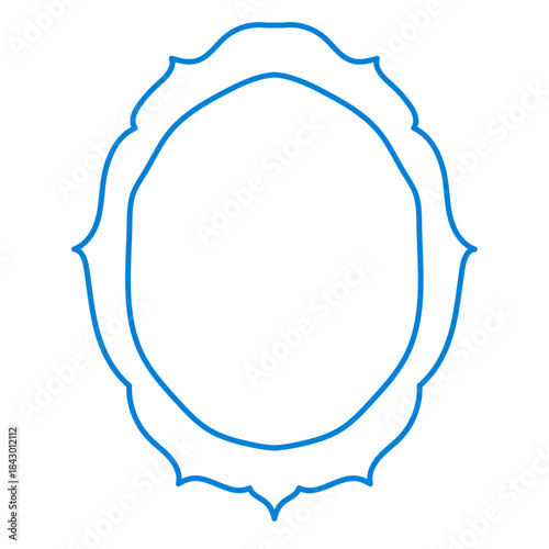 Wavy Funny Doodle Frame. Vintage Curly Hand Drawn Empty Border. Cute Childish Positive Vibrant Frame Retro Canvas. Greeting Card Line Art Border Cartoon Element 	