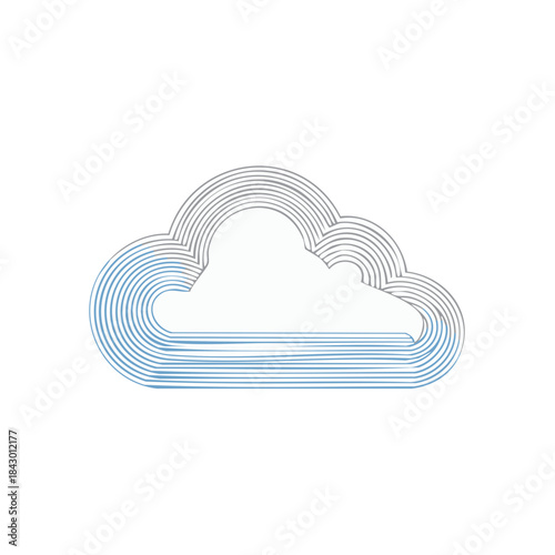 Stylized Cloud Icon with Line Art Design for Weather, Data Storage and Technology