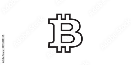 Bitcoin symbol outline icon vector