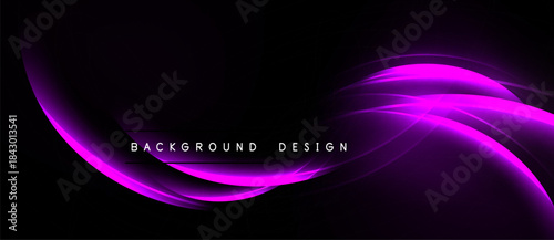 Abstract purple waves over black background. Smooth lines create dynamic, modern design element. Minimalist aesthetic, suitable for digital projects.