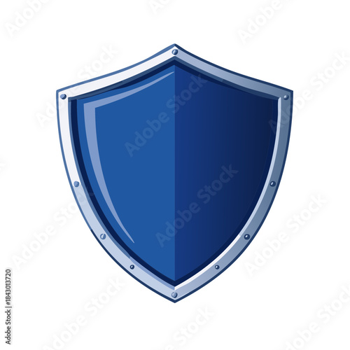Metallic Shield with Blue Faceplate Protective Gear Defense Insignia Safety Icon Protection Badge Emblems