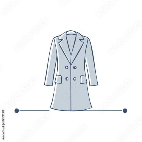Elegant Double Breasted Overcoat Illustration for Fashion and Style Minimalist Design