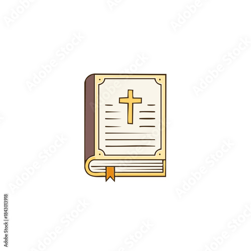 Holy Bible Illustration: Religious Book, Cross, Scripture Icon for Faith, Christianity, and Spiritual Guidance