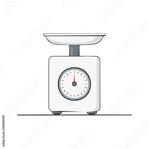 Simple Kitchen Scale Illustration Weighing Cooking Ingredient Preparation Device Precision Measurement Culinary Tool