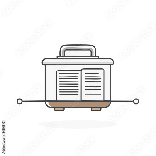 Modern food steamer vector illustration featuring a kitchen appliance, meal preparation, and easy home cooking with a clean design.