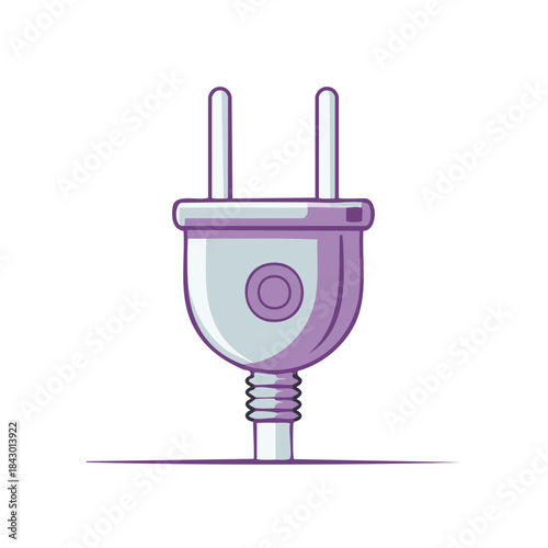 Electric Plug Illustration: Two Pronged Connector with Wire, Energy Transfer, Electrical Current, Power Supply Equipment