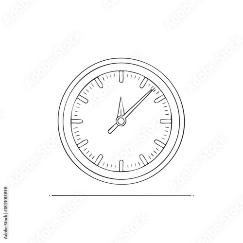 Sketch of a Wall Clock with Minute and Hour Hands for Time Management Concept