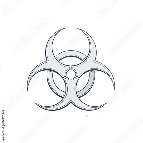 Simple Minimalist Biohazard Warning Symbol Design Gray on White for Danger and Caution Signage
