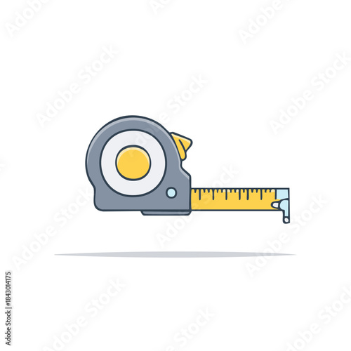 Measuring Tape Illustration Measuring Tool Equipment Yellow and Grey Color Scheme
