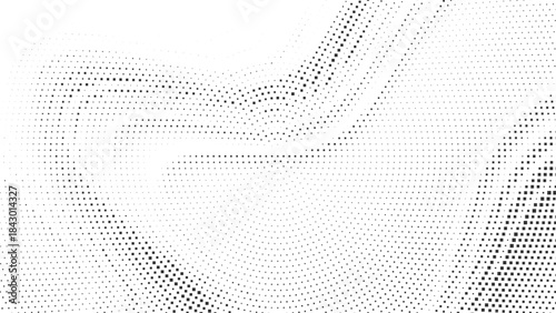 Abstract flowing halftone wave pattern for creative posters, tech branding, web backgrounds, modern digital artwork, UI design elements vector illustration