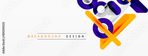 Abstract geometric shapes, purple, orange, white. Minimalist design, modern aesthetic, clean lines, background element.