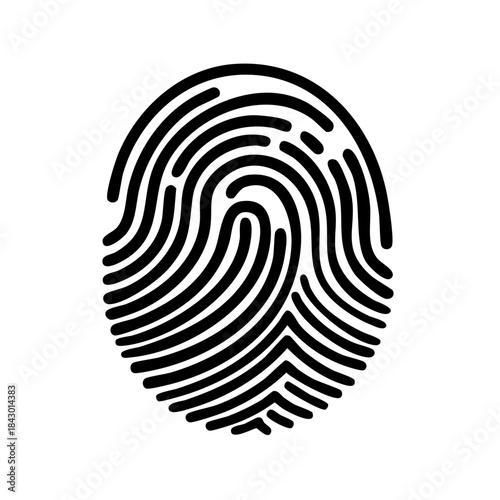 Black Fingerprint Detail for Security Applications. Human Id on Paper. Biometric Identification and Access Control. Digital Imprint.