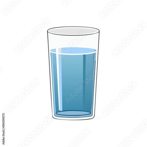Refreshing Clear Glass Filled with Cool Blue Water for Hydration and Wellness