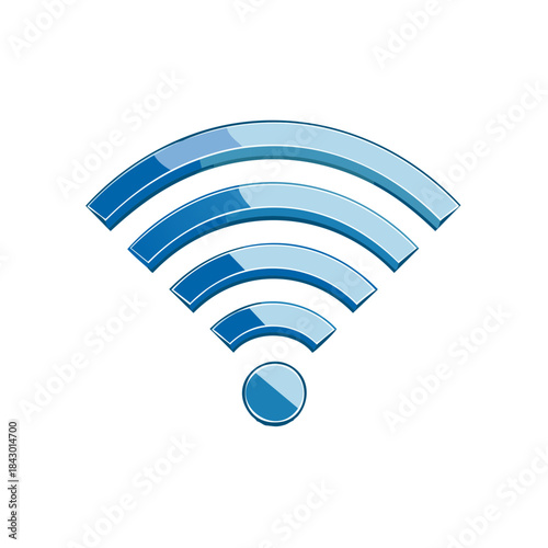 Blue Wifi Wireless Signal Icon Symbol Connection Internet Network Glossy