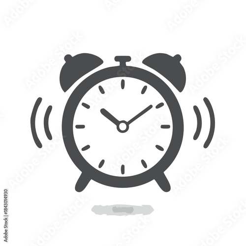 Alarm Clock Illustration Black and White Reminder Wake Up Call Icon