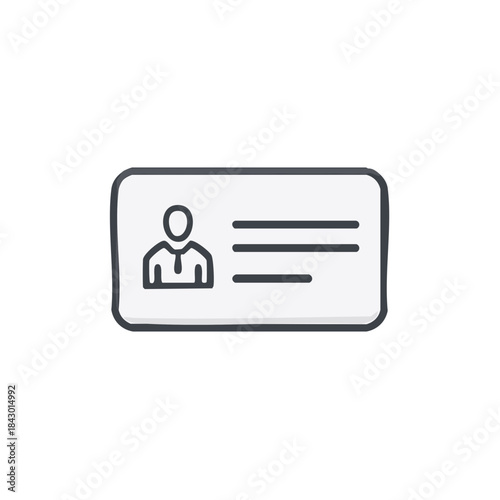 Identity Card Illustration: Outline Style Depicting Employee ID Badge With Person Symbol