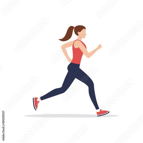 Woman Jogging in Athletic Gear Vector Illustration Active Running Woman