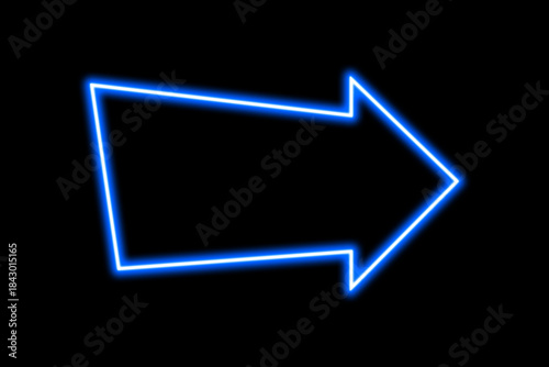 Blue Neon Arrow on Black Background